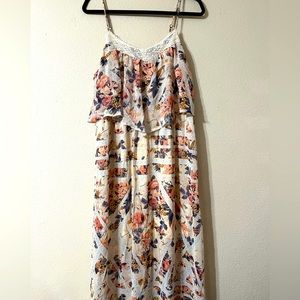 Xhilaration Maxi Dress With Layered Bodice and Lace Detail